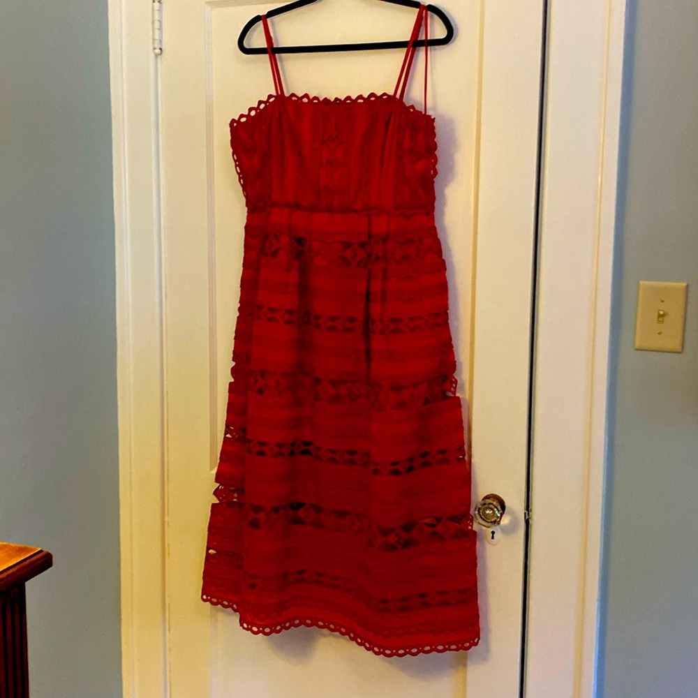 Tuckernut Hyacinth House at Tuckernut Red Lace Midi Dress